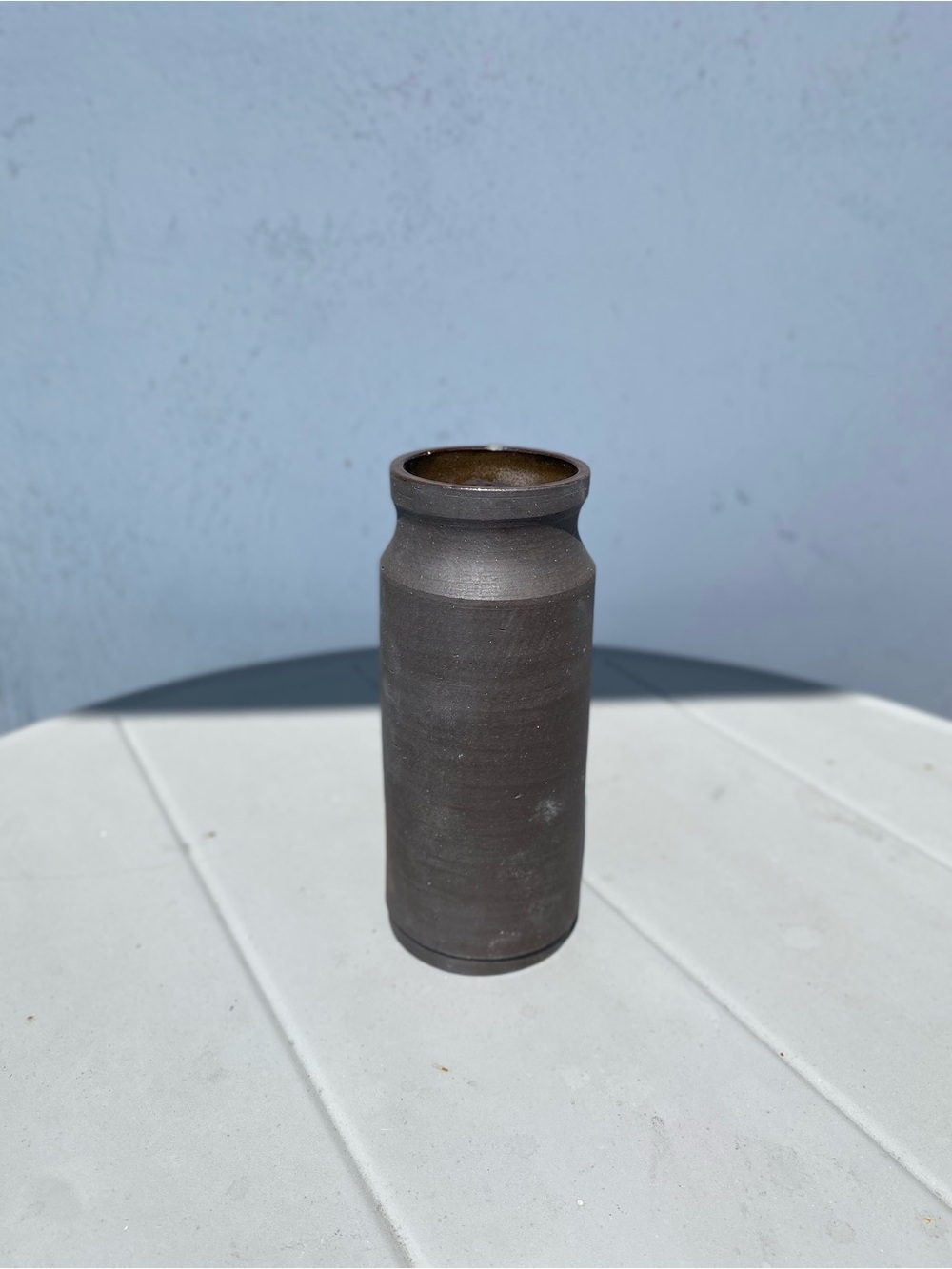 Handcrafted Tall Matte Brown Ceramic Vase